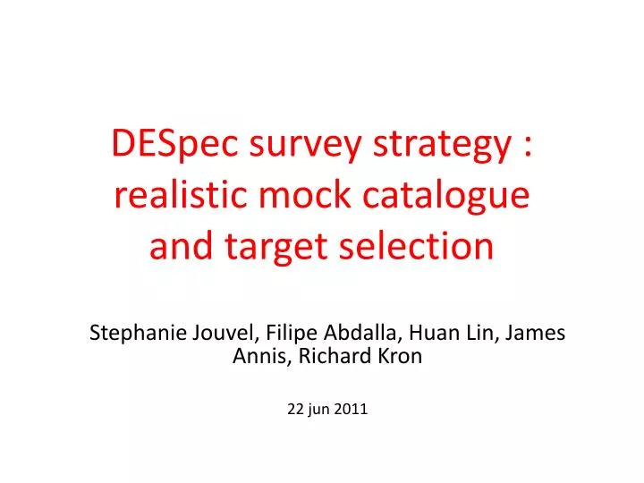despec survey strategy realistic mock catalogue and target selection