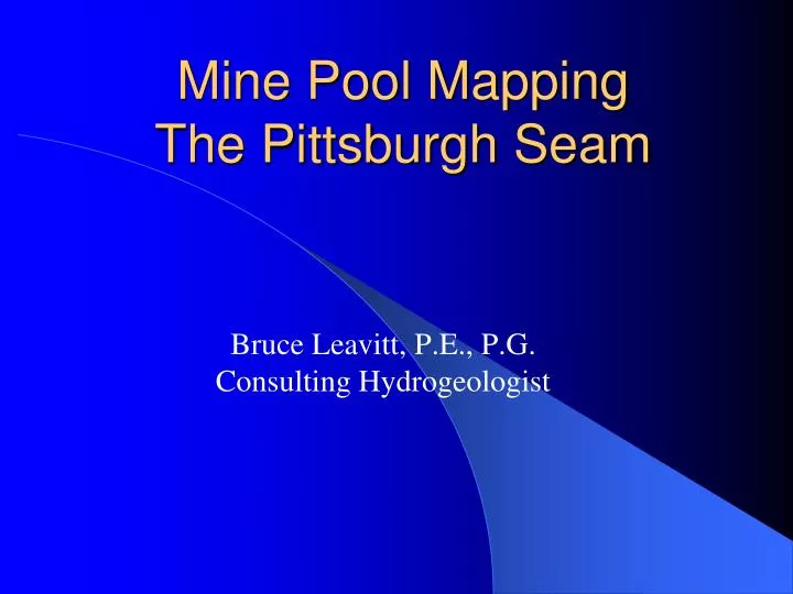 mine pool mapping the pittsburgh seam
