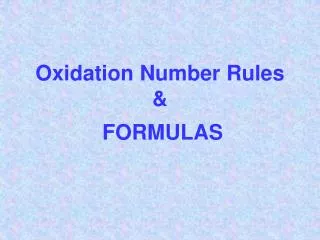 Oxidation Number Rules &amp;