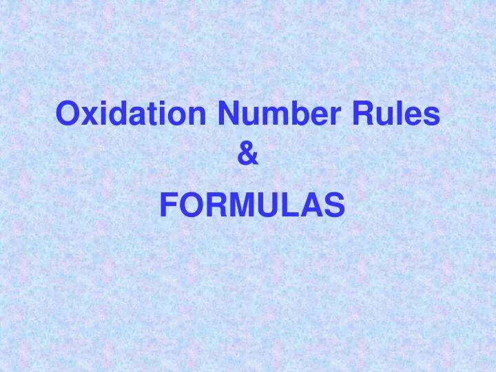 oxidation number rules