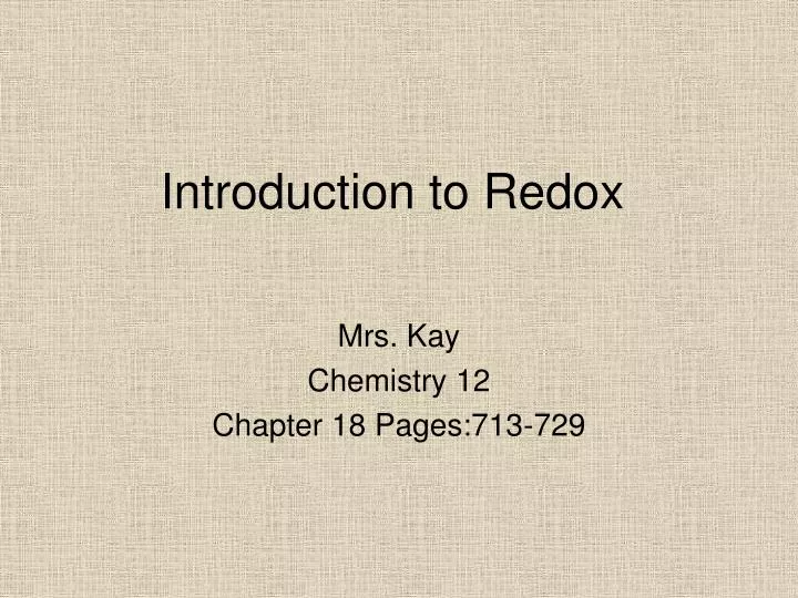 introduction to redox