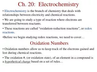Ch. 20: Electrochemistry