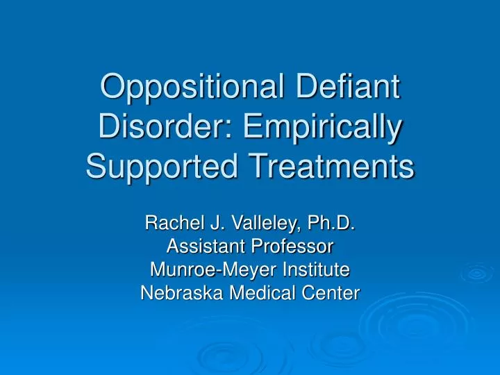 oppositional defiant disorder empirically supported treatments
