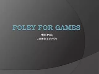 Foley For Games
