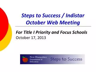 Steps to Success / Indistar October Web Meeting