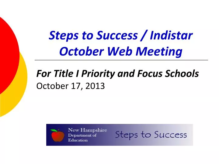 steps to success indistar october web meeting