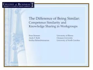 The Difference of Being Similar: Competence Similarity and Knowledge Sharing in Workgroups