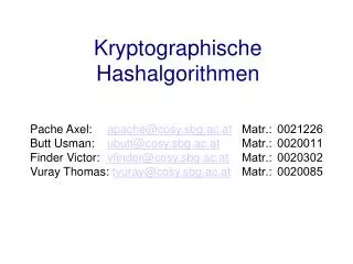 kryptographische hashalgorithmen