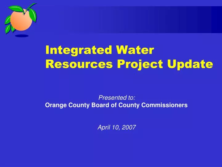 integrated water resources project update