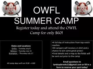OWFL SUMMER CAMP
