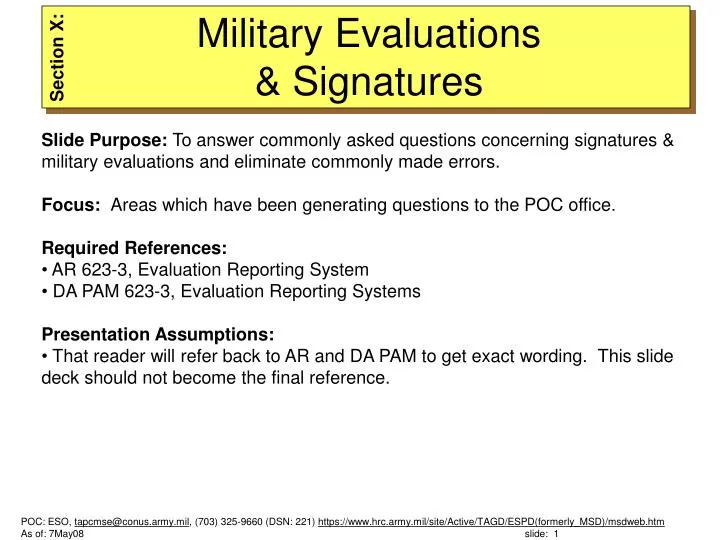military evaluations signatures