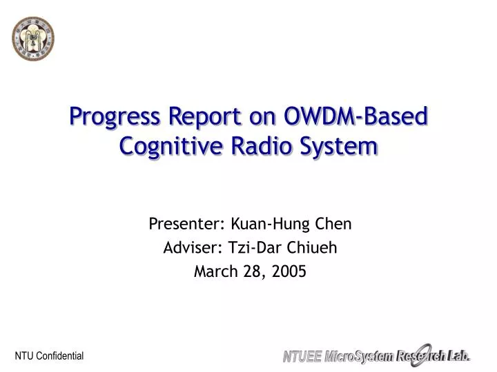 progress report on owdm based cognitive radio system