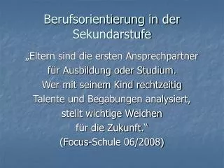 berufsorientierung in der sekundarstufe