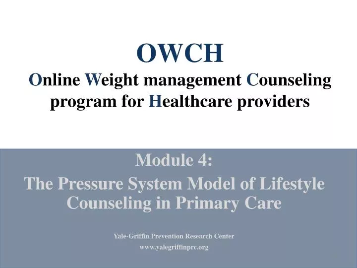 owch o nline w eight management c ounseling program for h ealthcare providers