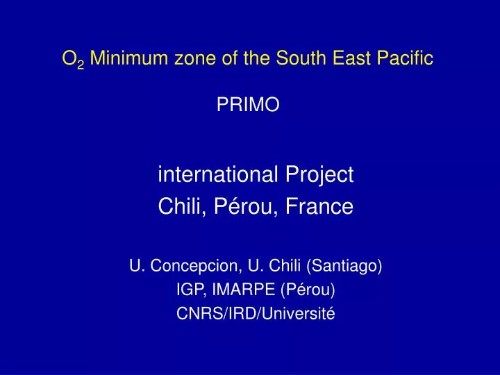 o 2 minimum zone of the south east pacific primo