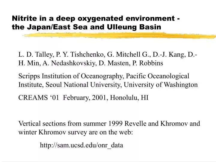 nitrite in a deep oxygenated environment the japan east sea and ulleung basin
