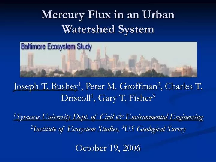 mercury flux in an urban watershed system