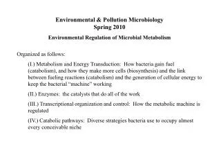 Environmental &amp; Pollution Microbiology Spring 2010