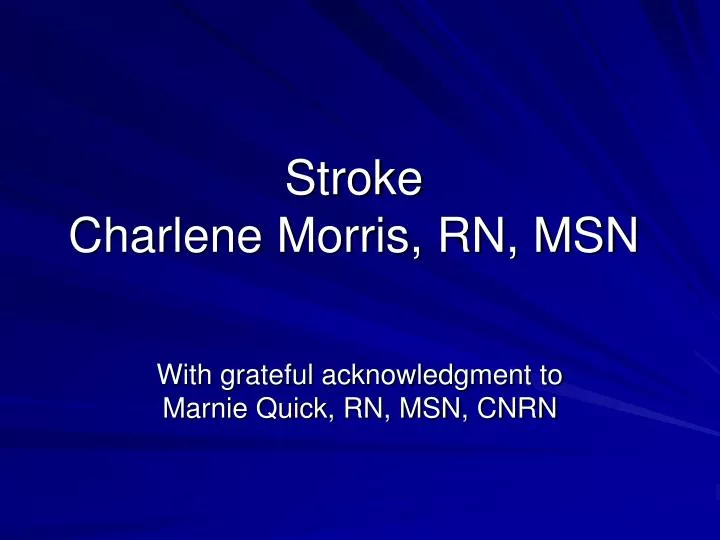 stroke charlene morris rn msn