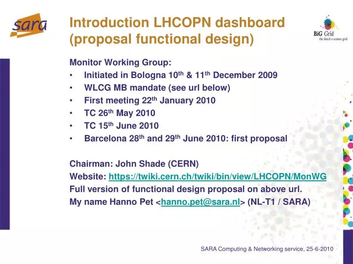 introduction lhcopn dashboard proposal functional design
