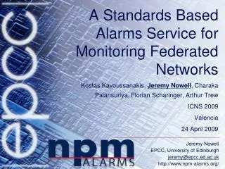 A Standards Based Alarms Service for Monitoring Federated Networks