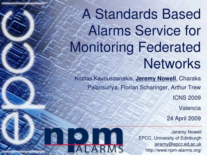 a standards based alarms service for monitoring federated networks