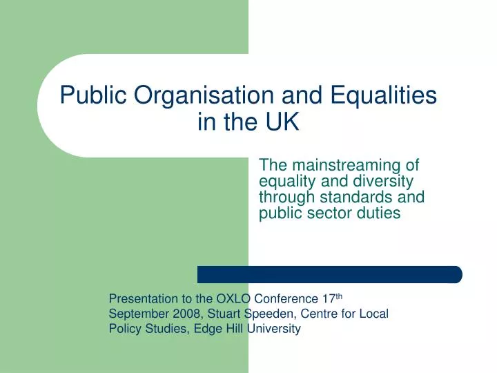 public organisation and equalities in the uk