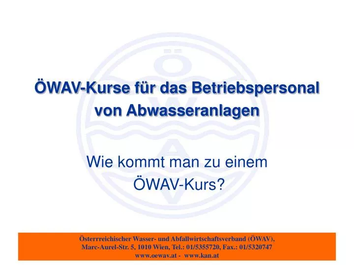 wav kurse f r das betriebspersonal von abwasseranlagen