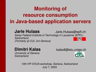 Monitoring of resource consumption in Java-based application servers