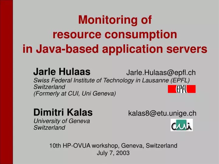 monitoring of resource consumption in java based application servers
