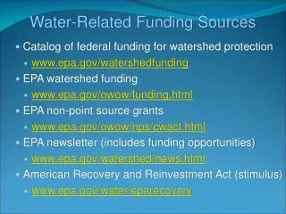 Water-Related Funding Sources