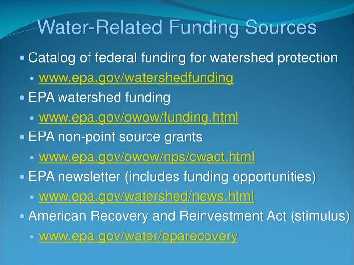 water related funding sources