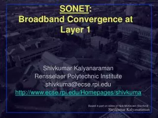 SONET : Broadband Convergence at Layer 1