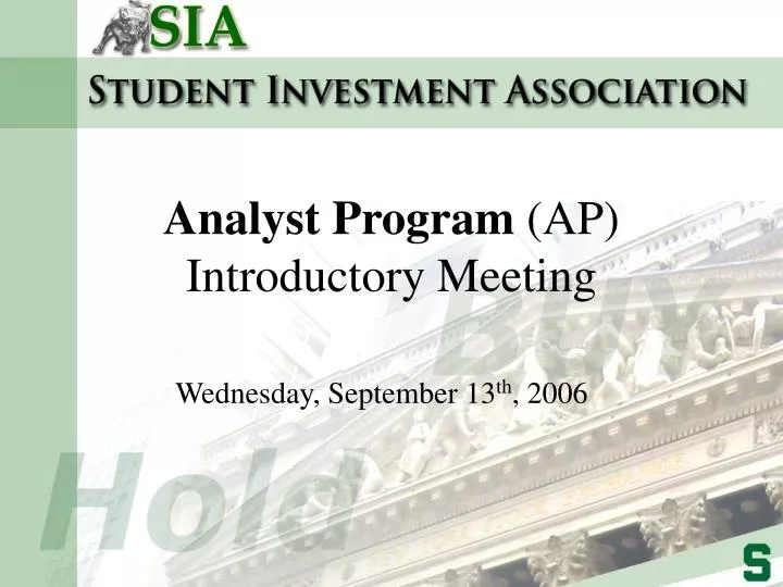 analyst program ap introductory meeting