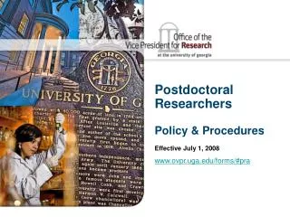 Postdoctoral Researchers Policy &amp; Procedures