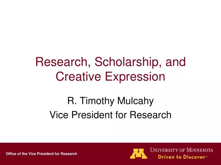 research scholarship and creative expression