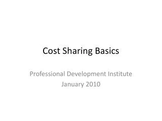 Cost Sharing Basics