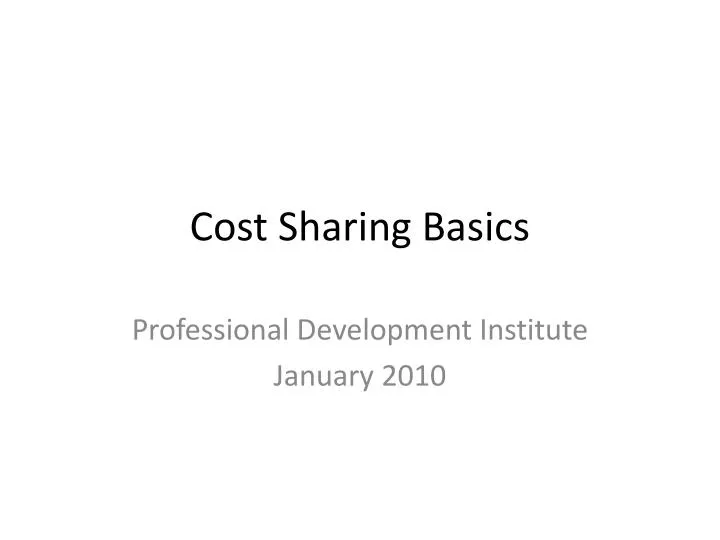 cost sharing basics