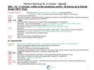 PEOPLE Workshop 26- 27 October - Agenda