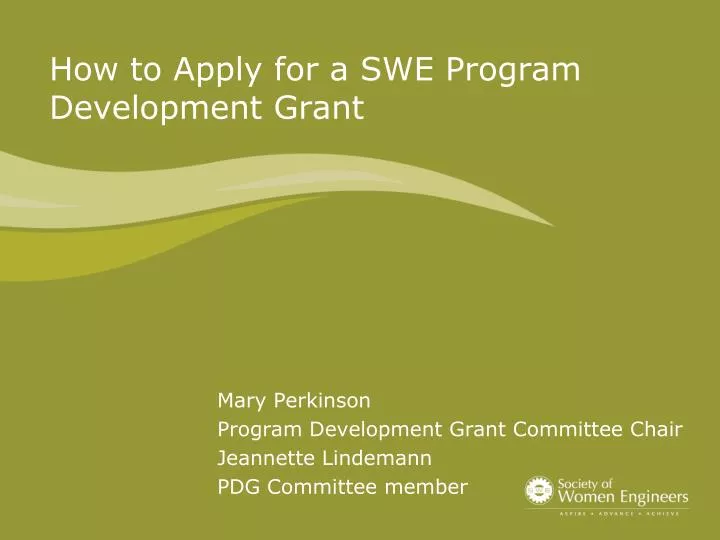 how to apply for a swe program development grant