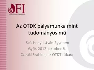 az otdk p lyamunka mint tudom nyos m