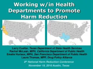 Working w/in Health Departments to Promote Harm Reduction