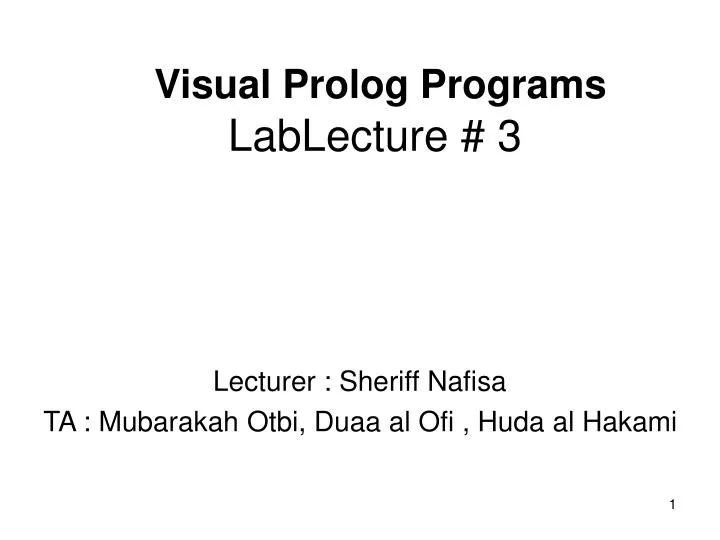 visual prolog programs lablecture 3