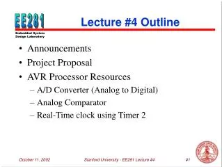 Lecture #4 Outline