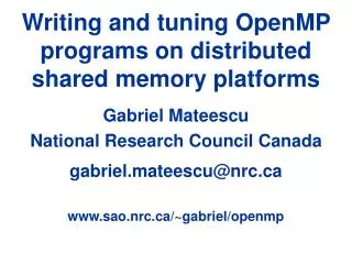 Writing and tuning OpenMP programs on distributed shared memory platforms