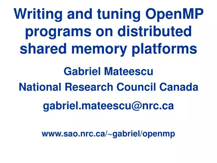 writing and tuning openmp programs on distributed shared memory platforms