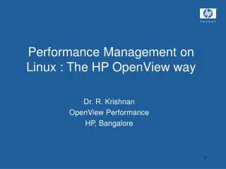 Performance Management on Linux : The HP OpenView way