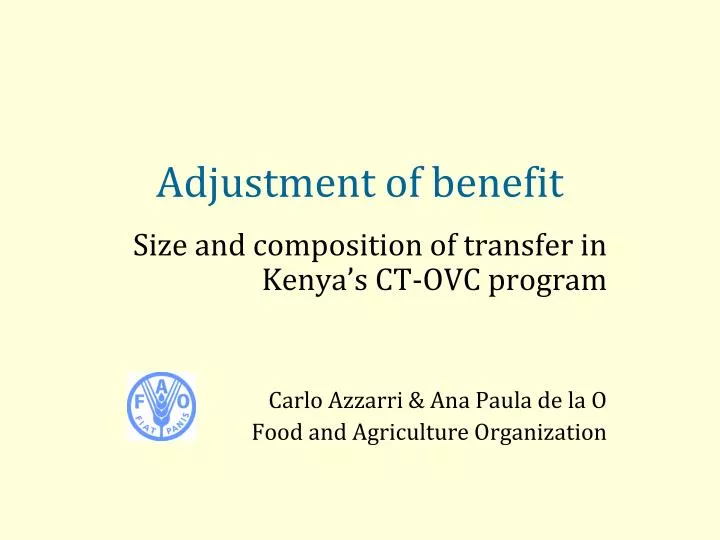 adjustment of benefit