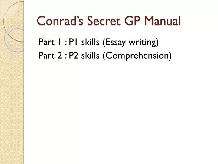conrad s secret gp manual