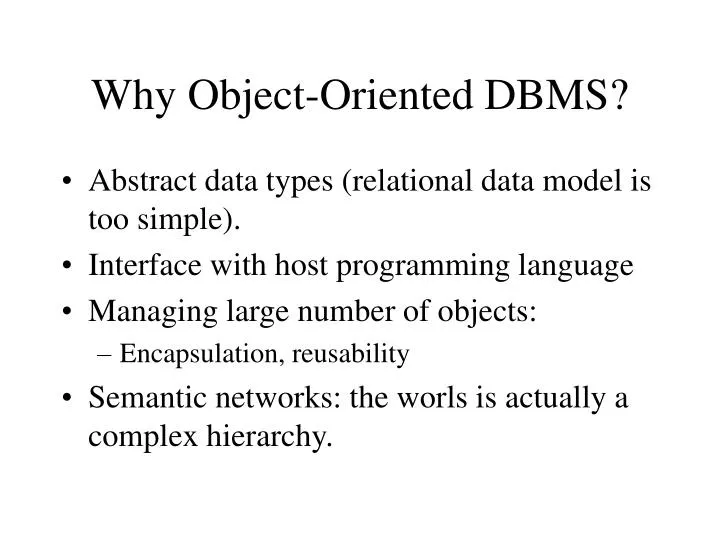 why object oriented dbms